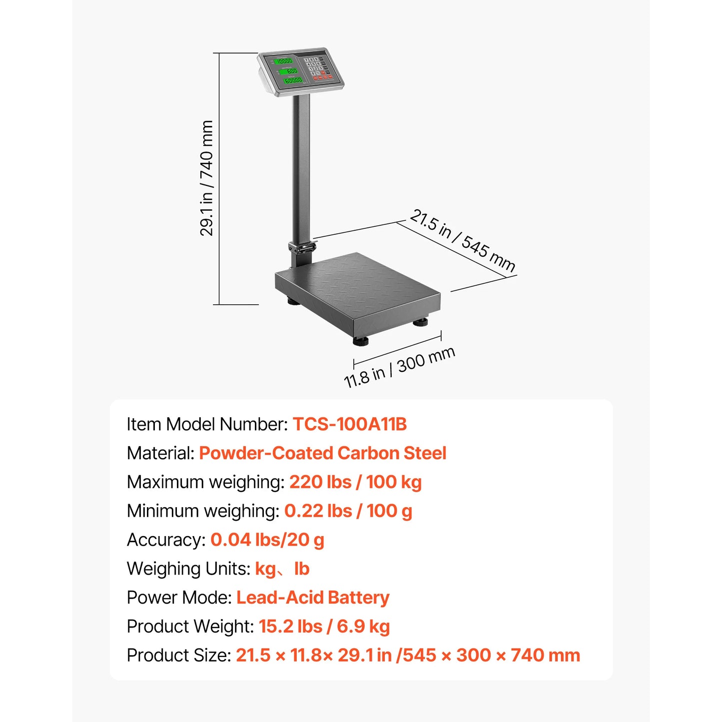 SucceBuy 660Lbs Computing Digital Platform Scale 0.1LBS Accuracy Floor Scale with LB/KG High-Definition Display for Box Luggage