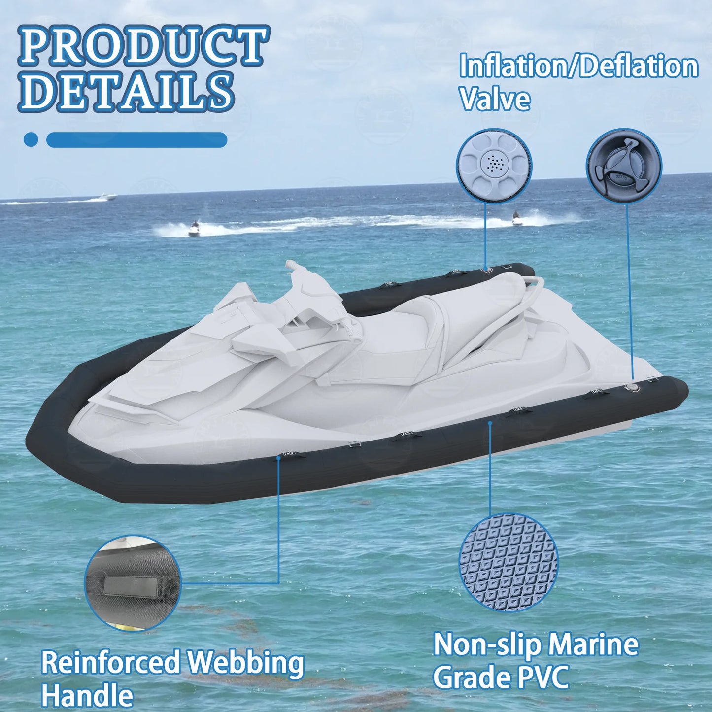 Stock! Hot Selling Inflatable PVC Motorboat Ribs Inflatable Motorboat Safety Devices Buoy U-Shaped Water Rescue Jet Ski Collor