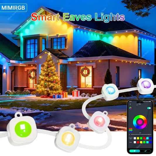 150FT 90 LED Smart RGBIC Eave Lights Permanent Outdoor Waterproof LED Light String DIY Christmas Decorations Light Holiday Light