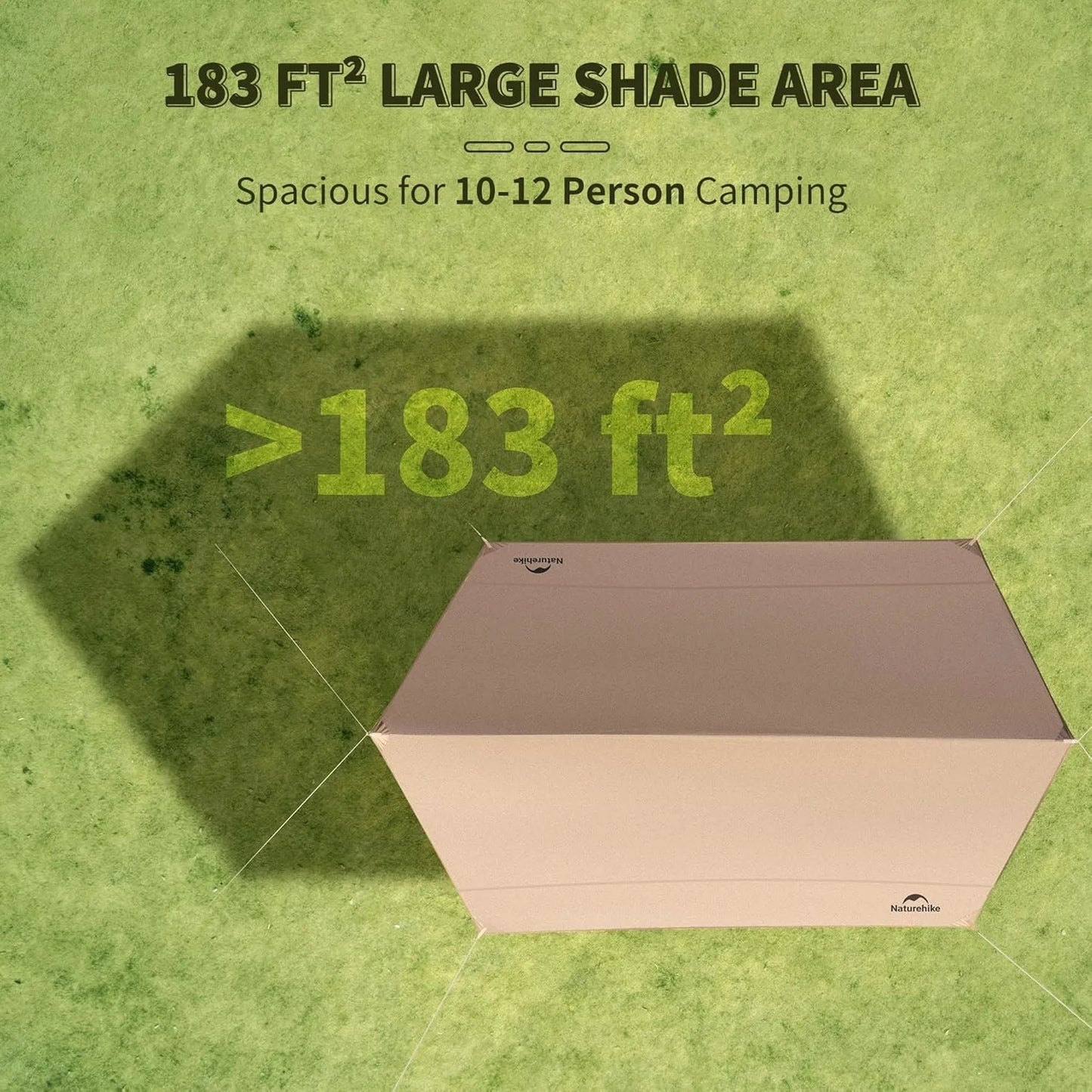 Naturehike Large Camping Waterproof Canopy Camping Sun Shelter Summer Anti-UV UPF2000+ Family Ourdoor Park Beach Tent Tarp