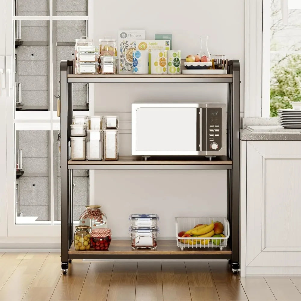 Kitchen Bakers Rack with Power Outlet,With pegboard Bakers Racks, Free Standing Kitchen Storage Shelf Rack, for Living Room, Din