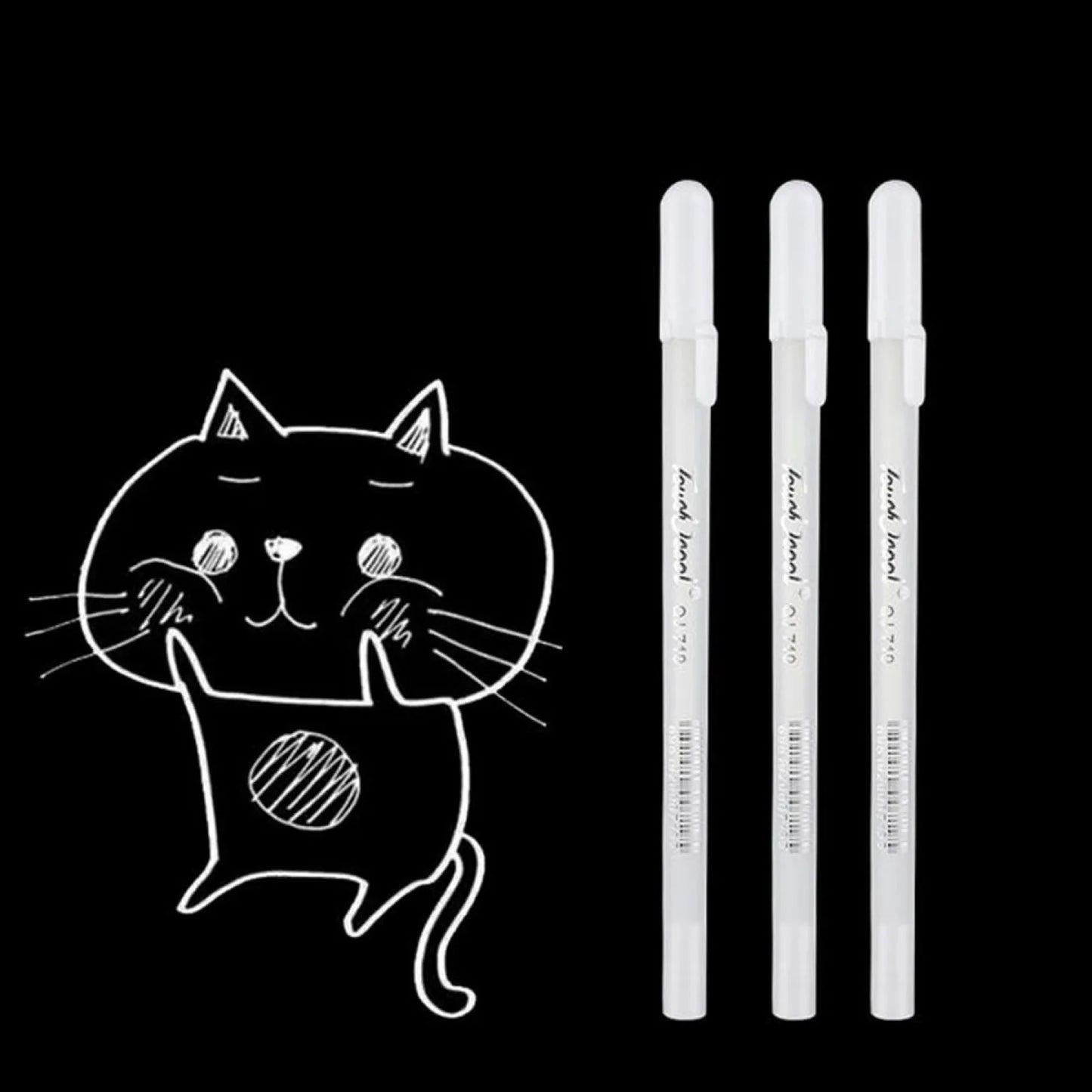 3X 0.8MM White Gel Ink Marker Pen Drawing Art Fine Tip Sketching Painting Tool