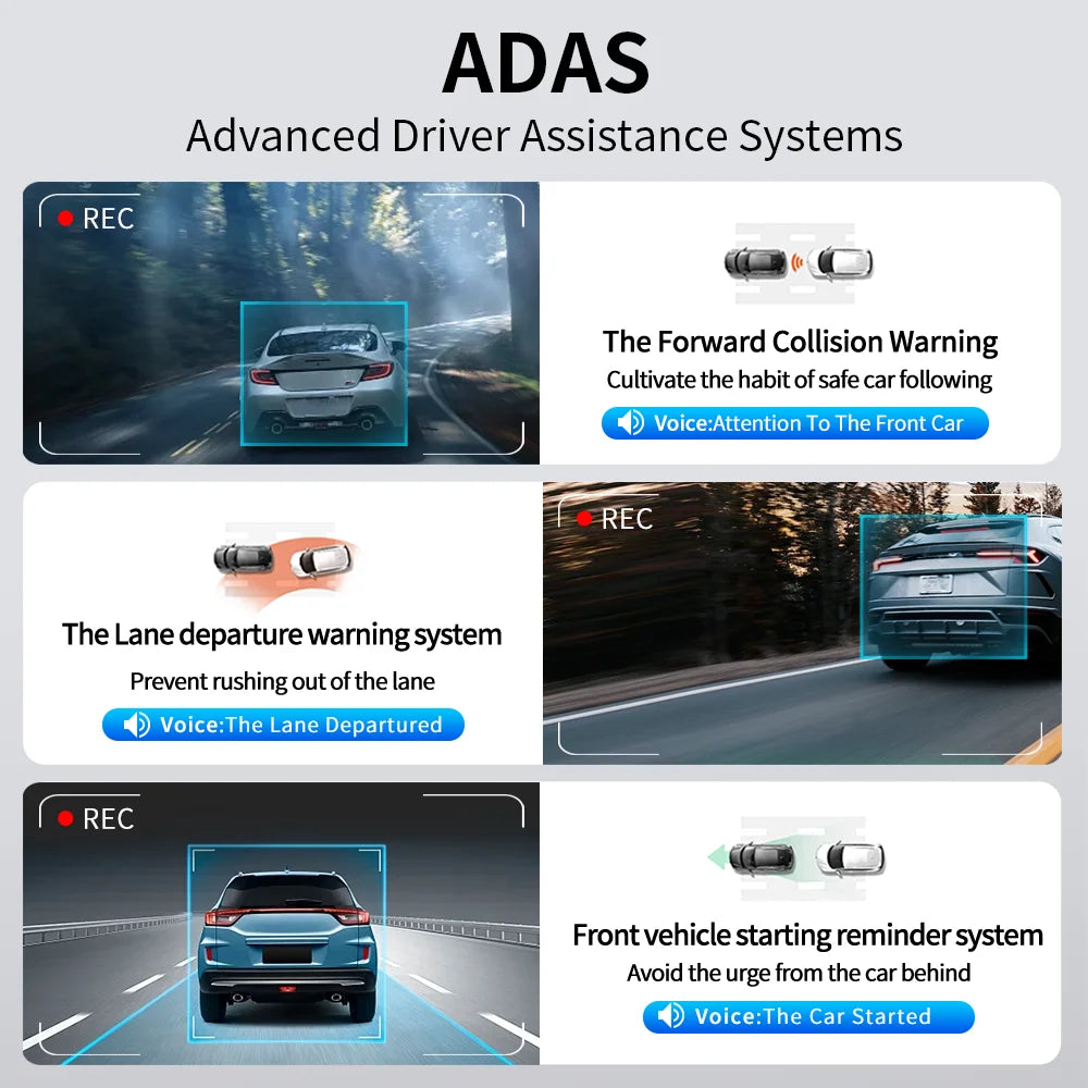 Imagebon 10.26" 4K ADAS Dashcam Wireless CarPlay & Android Auto GPS Navigation AI Voice Control Car DVR with 1080P Rearview Mirror Camera