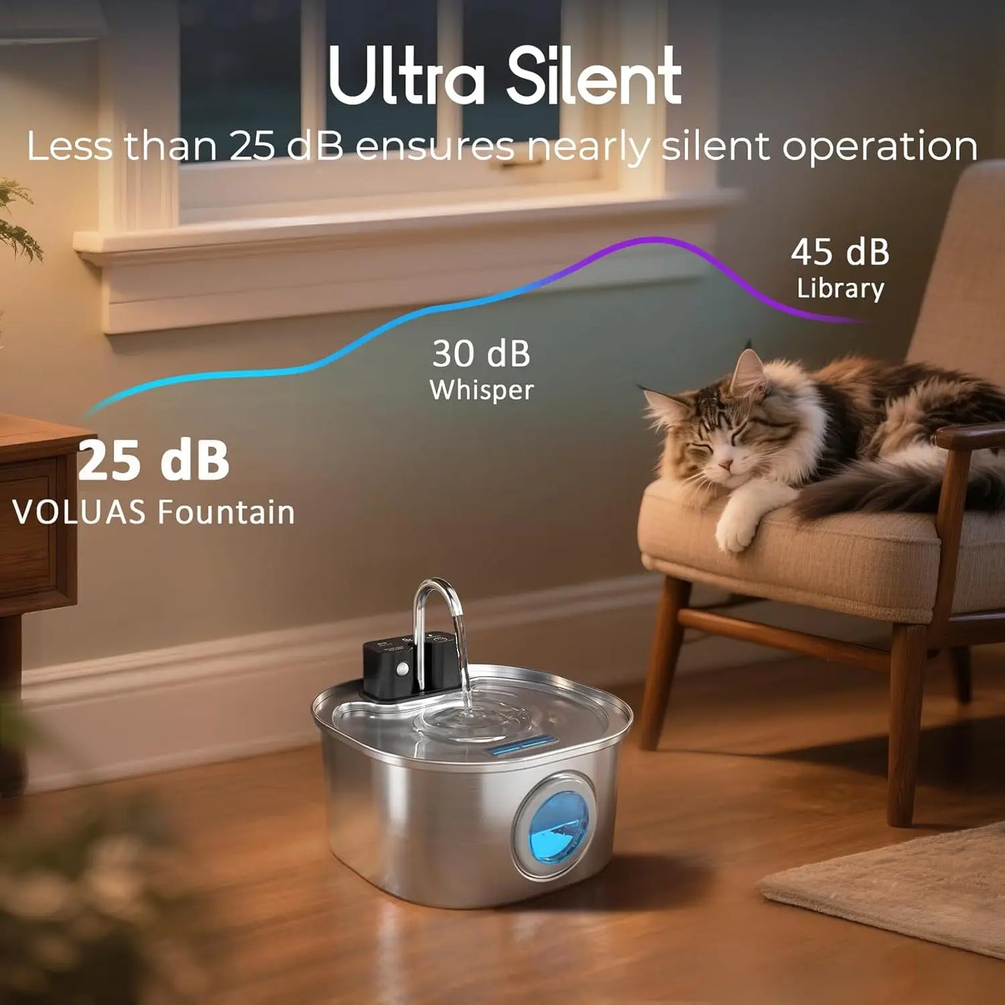 3.2L Stainless Steel Wireless Recharging Sensor Cat Water Fountain Auto Drinking Fountain For Cats Dog Drinker Pet Dispenser Bowl