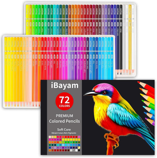 72 Soft Core Colored Pencils Set for Adult Coloring, Drawing, Shading and Blending Art Supplies Gift