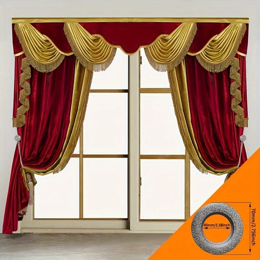 2pcs American style French luxury curtain villa bedroom living room flannel red finished product, without valance