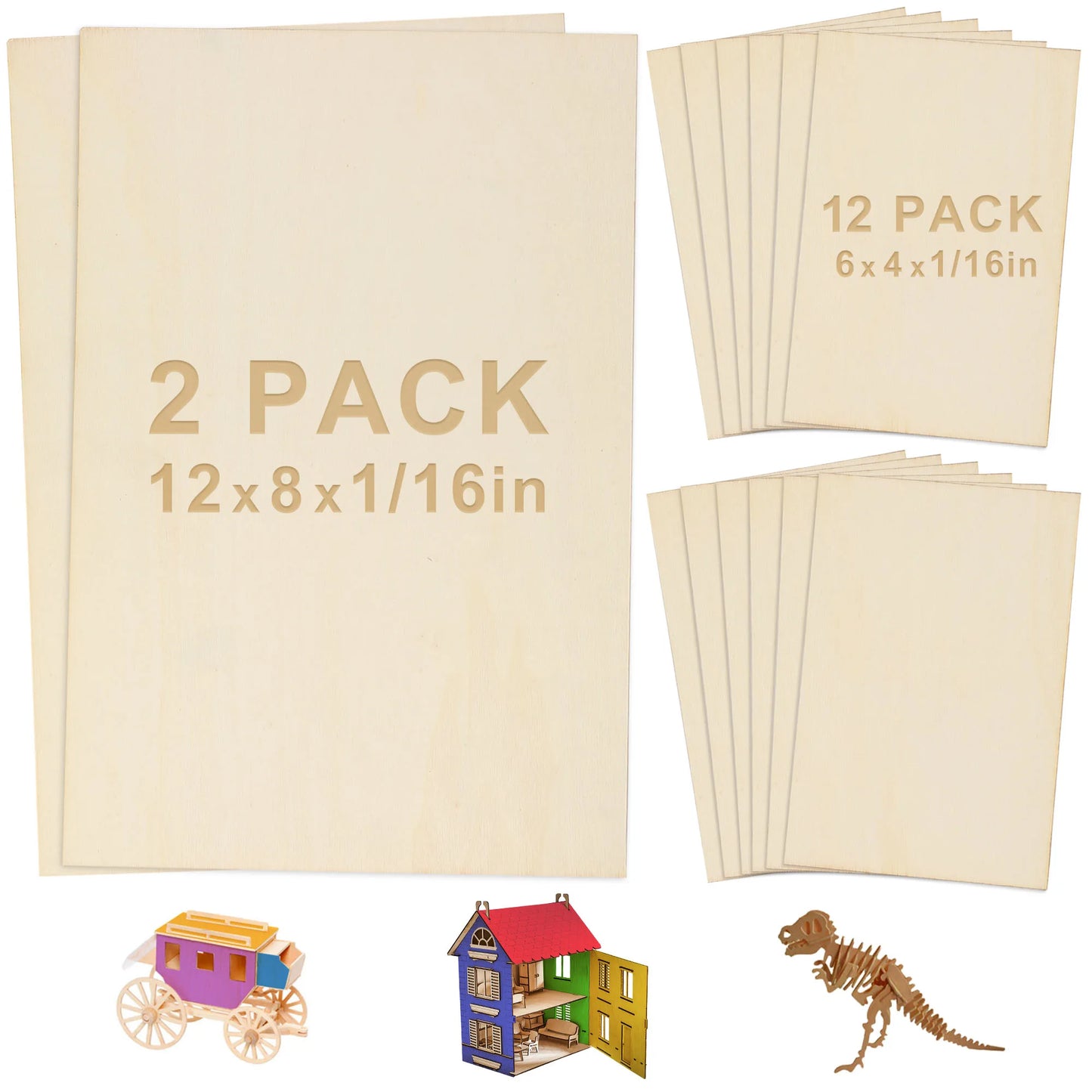 14pc Blank Plywood Unfinished Basswood Sheets for For Craft DIY Project Wood DIY Craft Accessories,