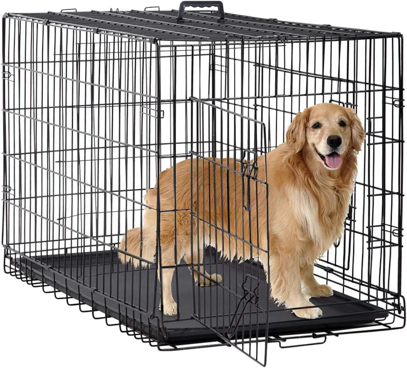 BestPet | Dog Crate | 48" | Blue | Foldable Metal Kennel with Double Doors, Secure Slide-Bolt Latches, Leakproof Tray |
