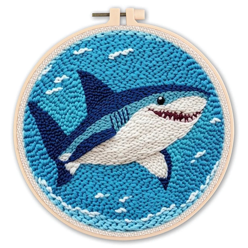 Diy Punch Needle Embroidery Starter Kits For Beginner Cartoon Cute Animals Poking Embroidery Yarn Painting Arts