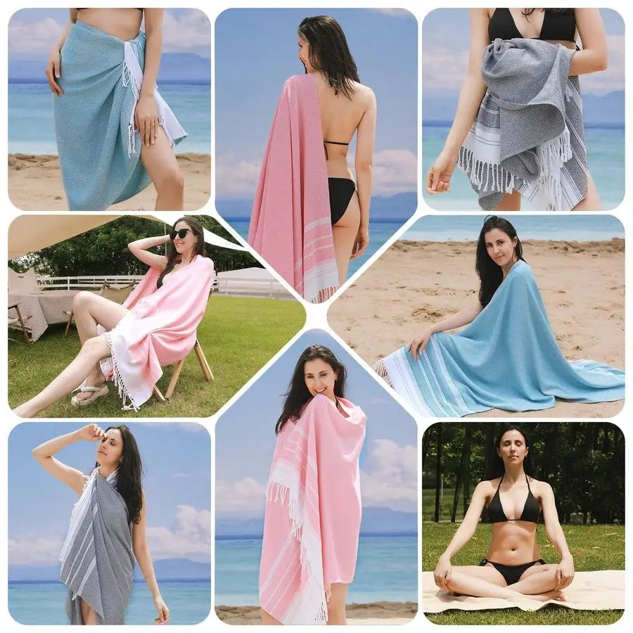 6 Packs Oversized Turkish Beach Towels Set Bulk 74x38 Extra Large Sand Free Quick Dry Swim Bath Camping Pool Towel Travel Blanke