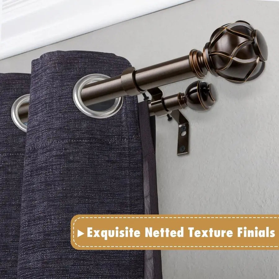 1 Inch Double Curtain Rods for Windows 36 to 72 Inches 36 FeetBronze Heavy Duty Double Curtain Rod, Telescoping Drapery Rod with