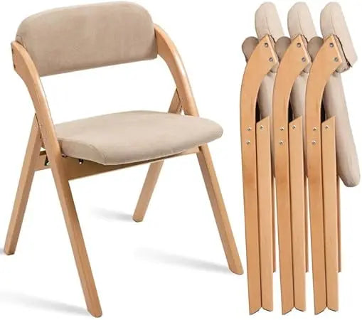 Folding Chairs with Cushion Padded Foldable Chiars 4 Pack - Wooden Dining Fold Seat with Removable Cover Extra Chair for Guests