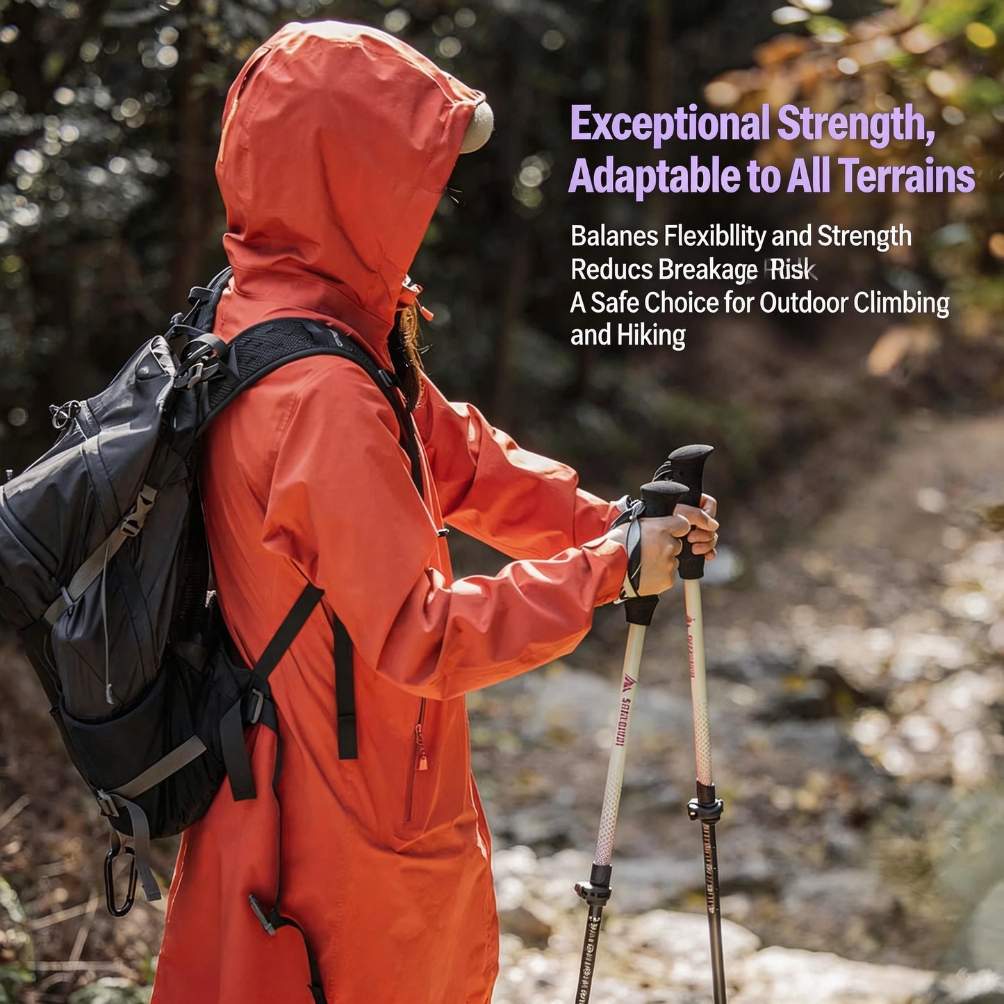2pcs Trekking Poles Ultralight Carbon Fiber Walking Sticks Outdoor Folding Portable Climb Hiking Telescopic Poles for Women/Man