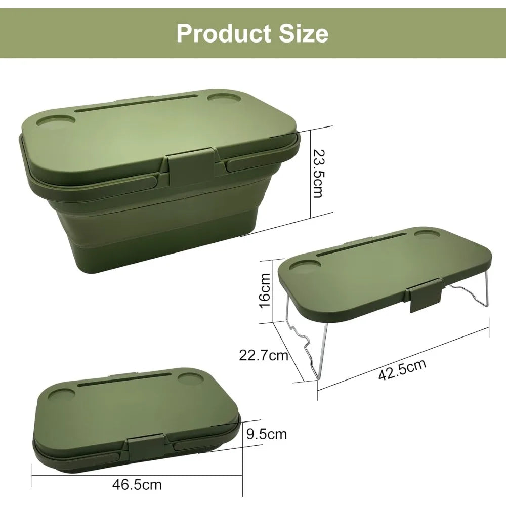 foldable picnic basket large capacity camping folding basket with table car trunk organiser can be used as ice bucket suitable f