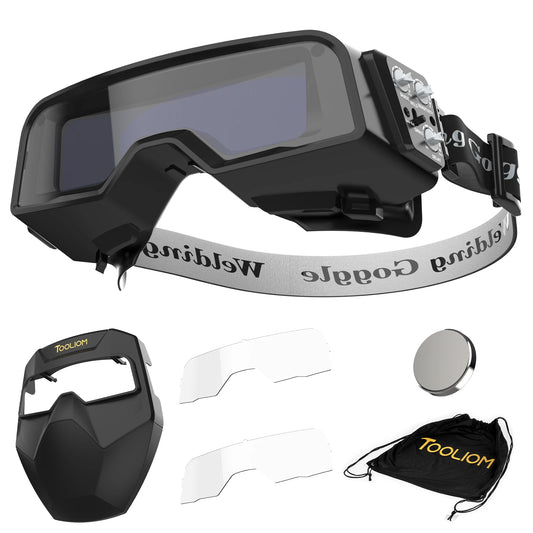 TOOLIOM Welding Goggles Auto Darkening True Color & Detachable Eye Care Face Shield Welder Mask for Grind Cut TIG MIG Stick