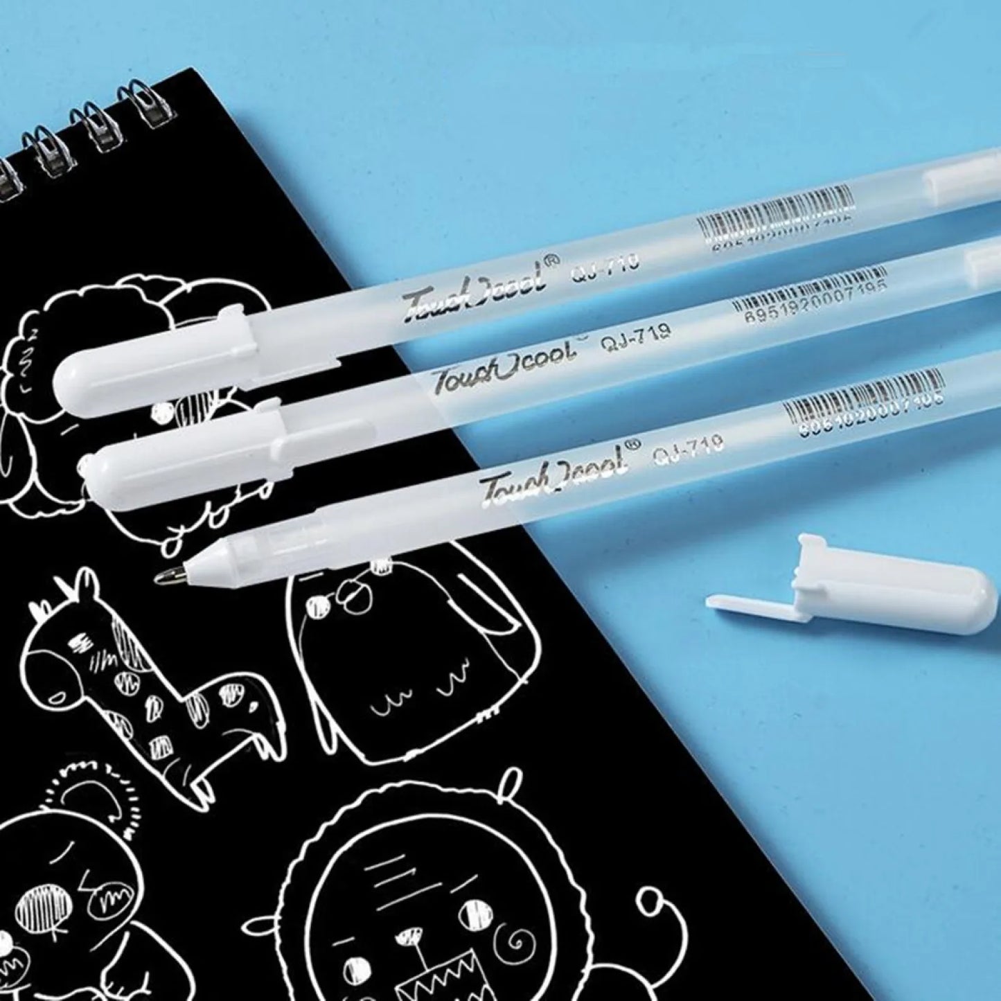 3X 0.8MM White Gel Ink Marker Pen Drawing Art Fine Tip Sketching Painting Tool