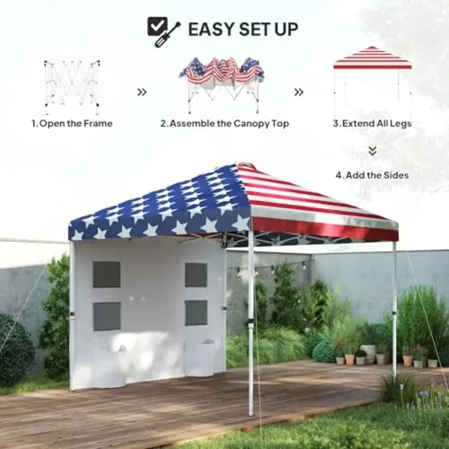 10' x 10' Pop Up  Tent with Sidewall UPF50+  Sun Shelter with Storage kets Vented Roof for Parties Height Adjustable Carry Bag