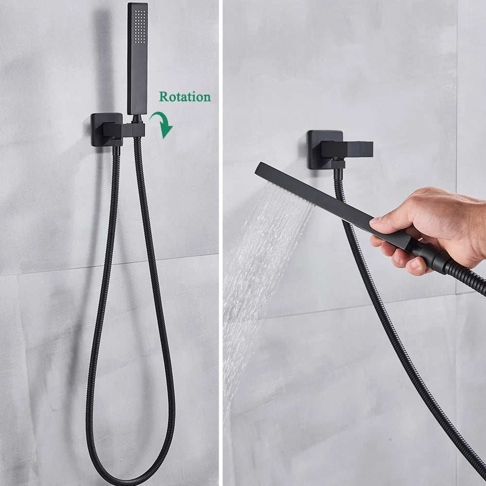 Rozin Bathroom Faucets For Bathtub Wall Mounted Waterfall Shower Faucet System Embedded Box Hidden Mixer Tap With Bath Tub Spout