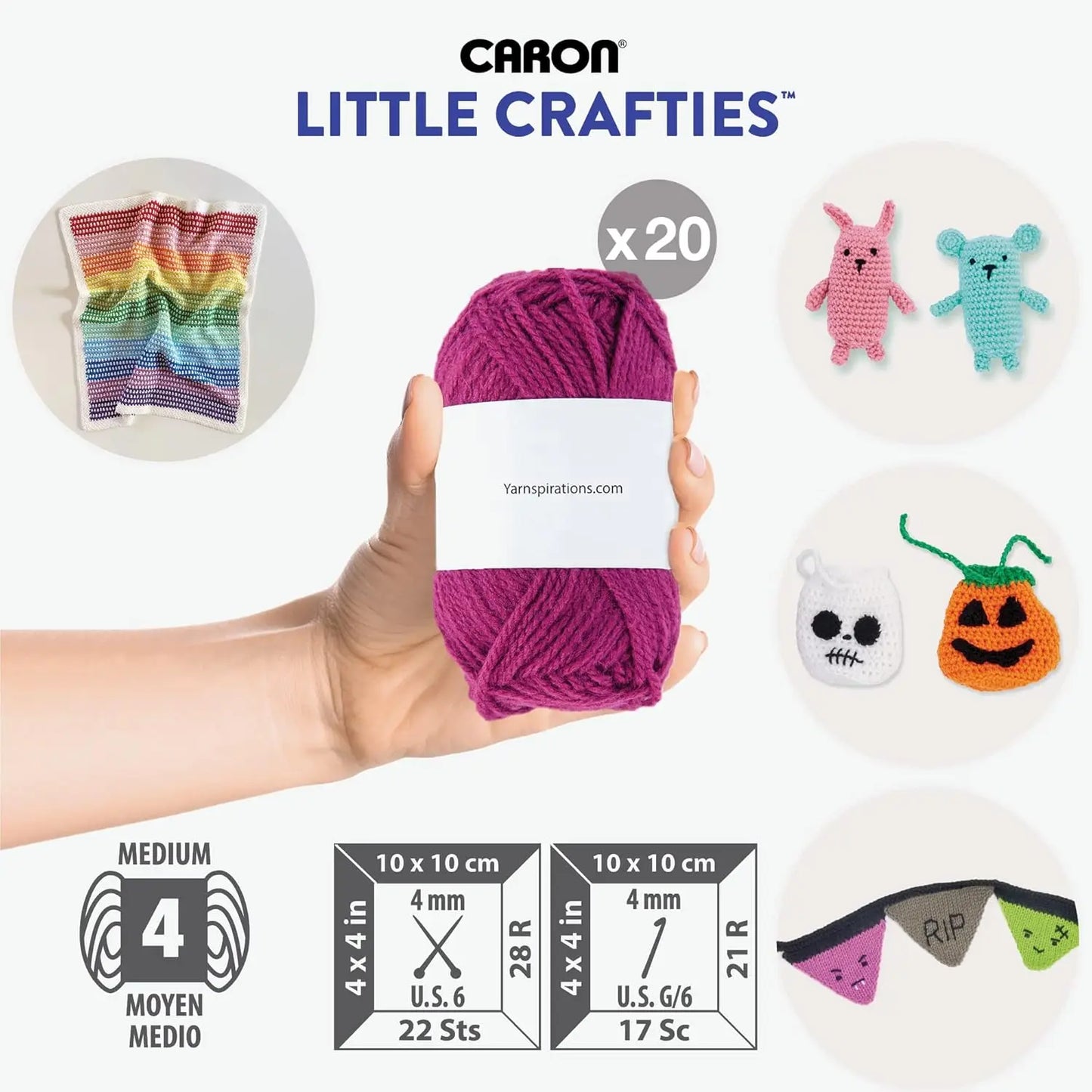Mini Yarn Multipack 20 Balls for Knitting Crocheting Art Projects Machine Washable Light Weight Yarn Kit