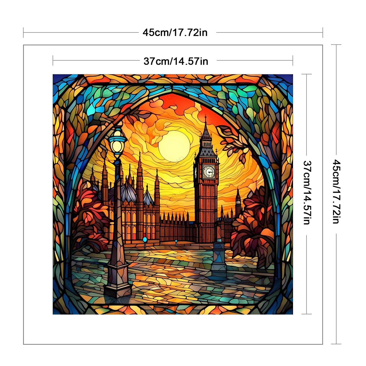 Glass Painting Full 11CT DIY Stamped Cross Stitch Kits 45x45cm Needlework Embroidery Kit for Beginners Adults Home Decor