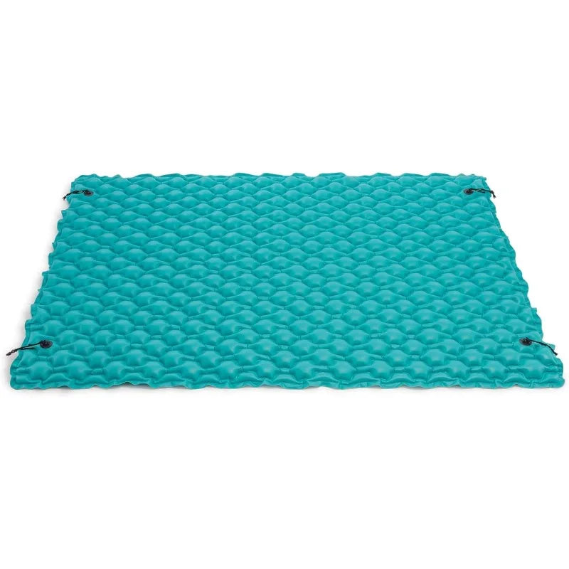Giant Inflatable Floating Water Mat Relaxing Platform Pad for Pools and Lakes with 4 Connect 'n Float Connectors, Teal (4