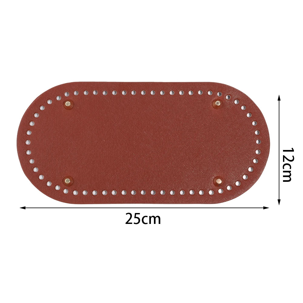PU Leather Oval/Round Long Knitting Crochet Bags Bottom for DIY Weaving Supplies Home Decor Crochet Bag Bottom Accessories