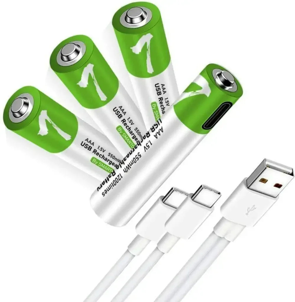 Fast Charge USB AAA/AA/9V/C2/D1 Rechargeable Li-ion Batteries AAA Battery 550mWH / AA Battery 2600mWH /D size With Type C Cable