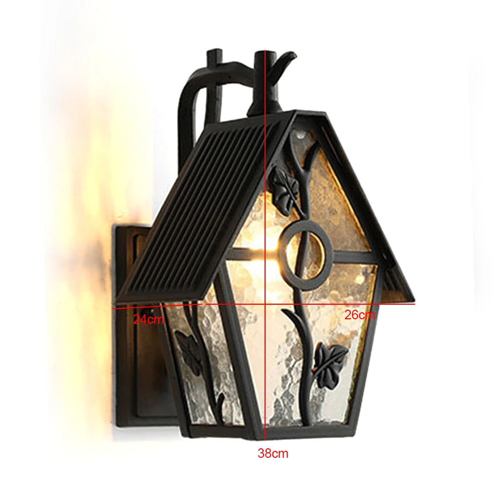 100W European Style House Wall Lamp IP55 Waterproof Outdoor E26 Base Light with Flower Decoration for Garden, Patio & Corridor