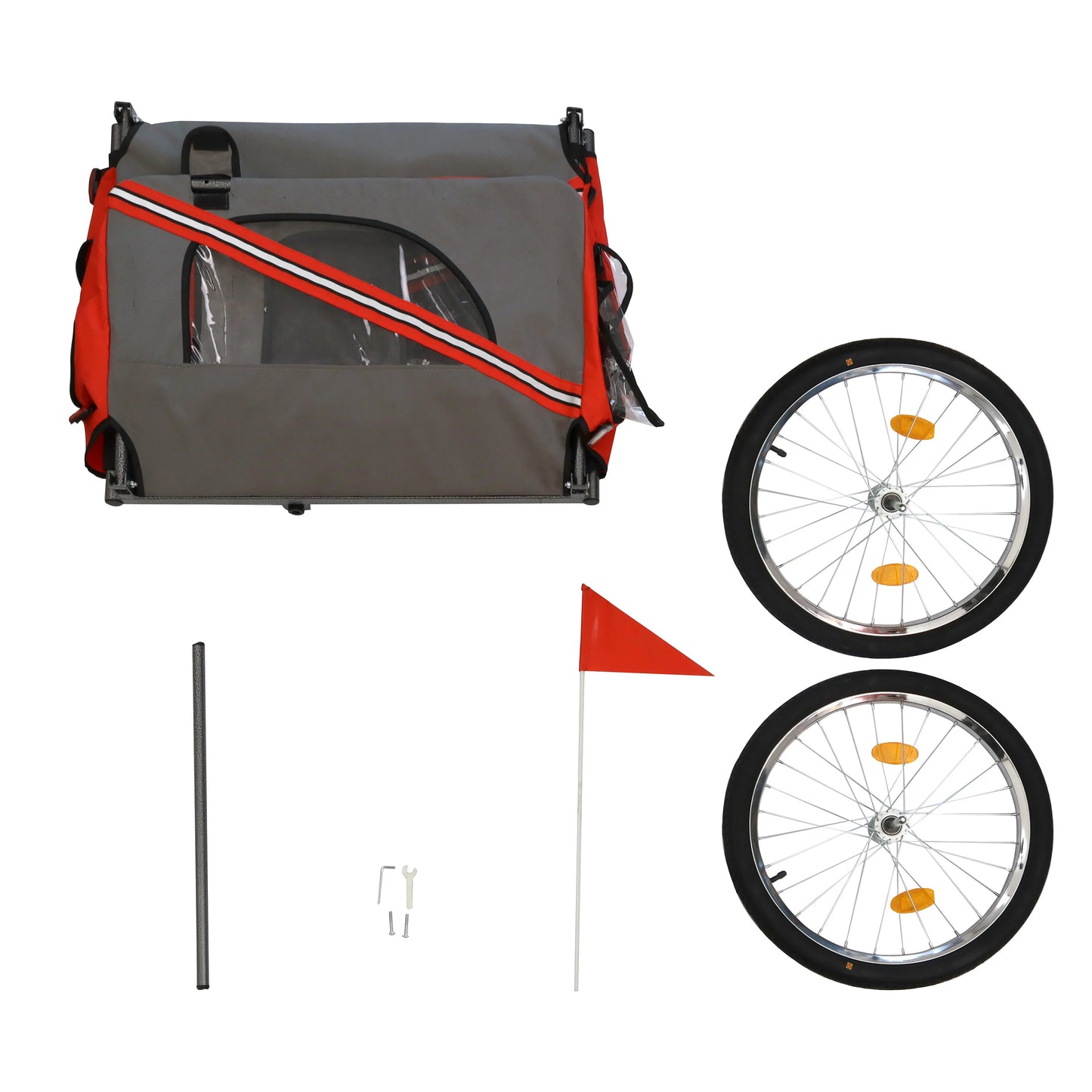 Dog Bike Trailer, Outdoor Foldable Utility Pet Stroller with 20 Inch Wheels Easy to Connect & Store