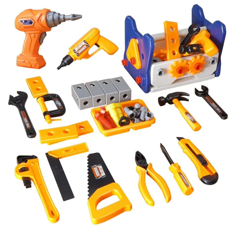 41Pieces Set with Electric Drill Children Repair Tool Kit Box Screw Hammer Play House Puzzle Educational Toys for Boys Girls