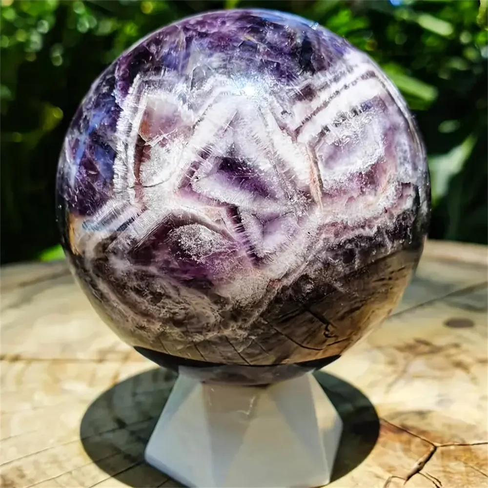 1pc Large Dream Amethyst Sphere Dream Purple Hand Carved Sphere Quartz Crystal Purple Ball Home Decor