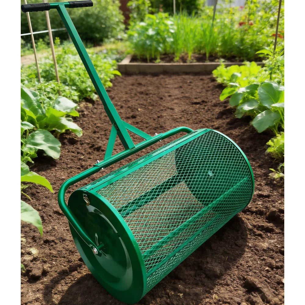 The Original 24 Inch Compost and Peat Moss Spreader Roller - Top Soil,Sand, Manure, Mulch, Top Dressing Lawn and Garden Spreader
