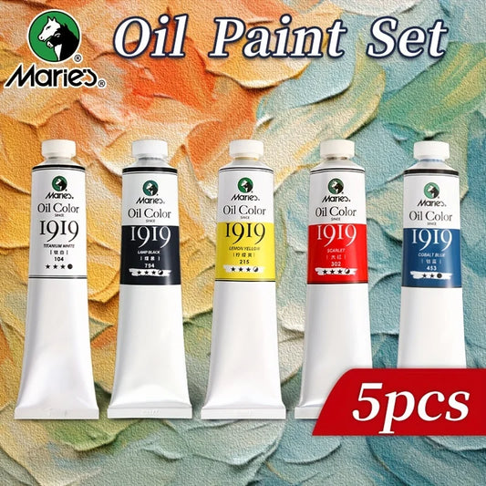 5pcs Marie's Oil Paints Set, 50ml(1.7fl. oz) x 5, Vibrant Colors, Professional  Art Supplies for Artists, Adults & Beginners