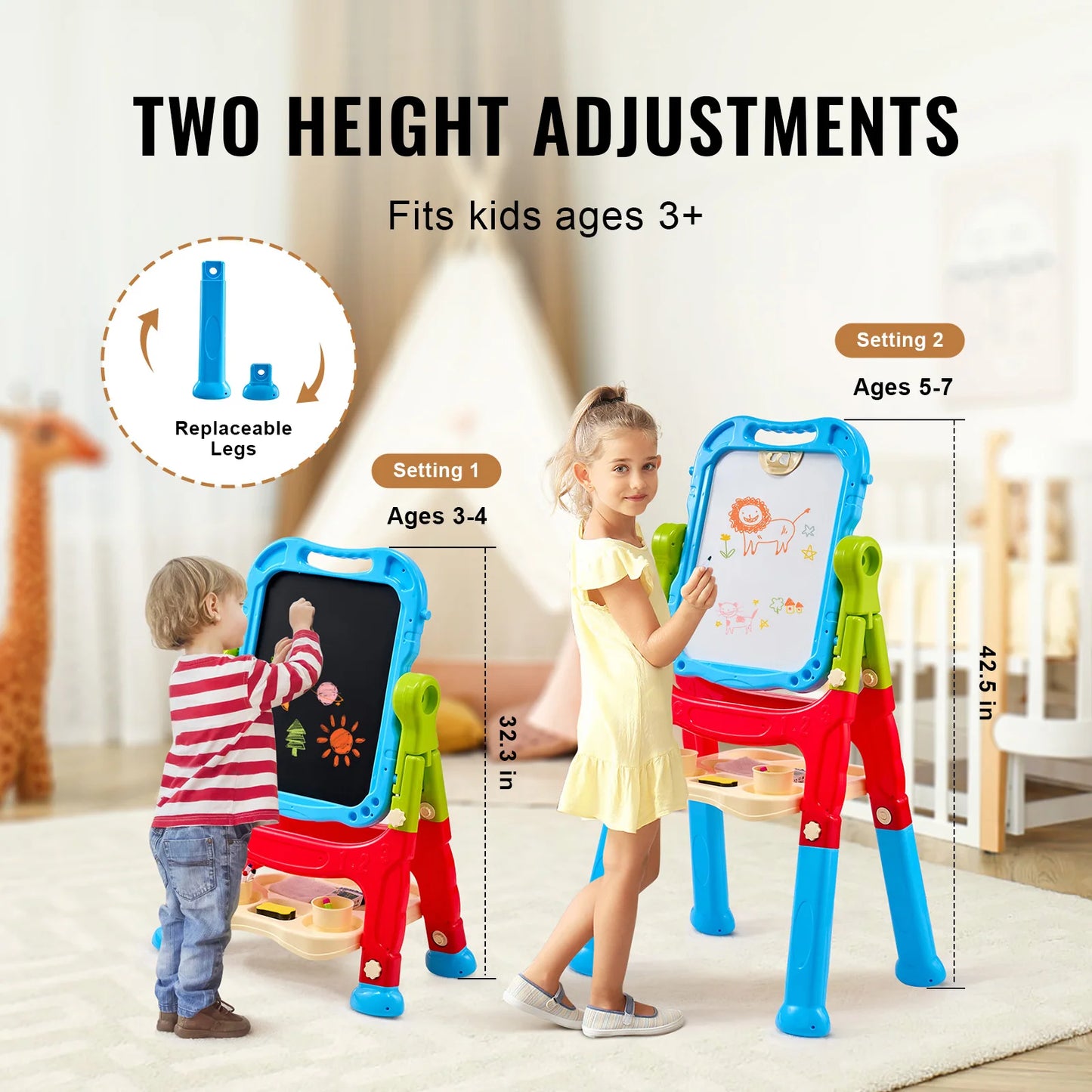 SucceBuy Children Magnetic Drawing Board with Chalkboard Art Easel WordPad Baby Color Graffiti Drawing Toys Gift for Kids Toy