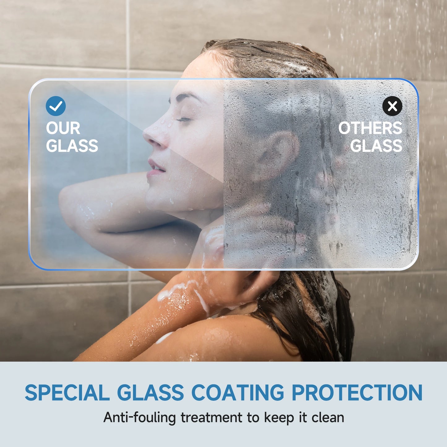 56-60"x57" H Tub Shower Door, Aluminum Frame Double Sliding Shower Door, 1/4"(6mm) Tempered Glass Bathroom Glass Sliding Door