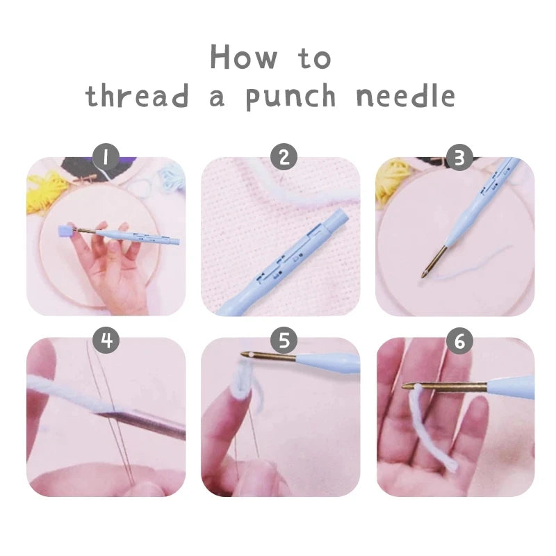 Diy Punch Needle Embroidery Starter Kits For Beginner Cartoon Cute Animals Poking Embroidery Yarn Painting Arts