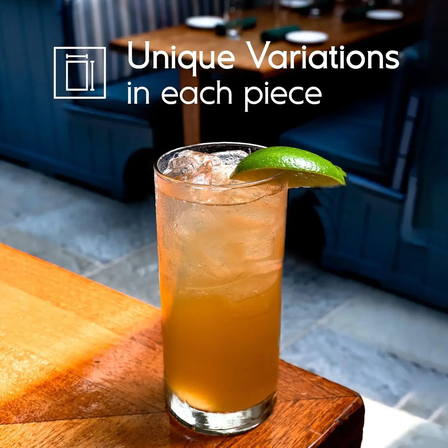 Clear 20 oz Tall Iced Tea Glasses (set of 6), Hand Blown Mexican Glassware, Recycled Glass Drinking Glasses, Lead-Free, Cocktail