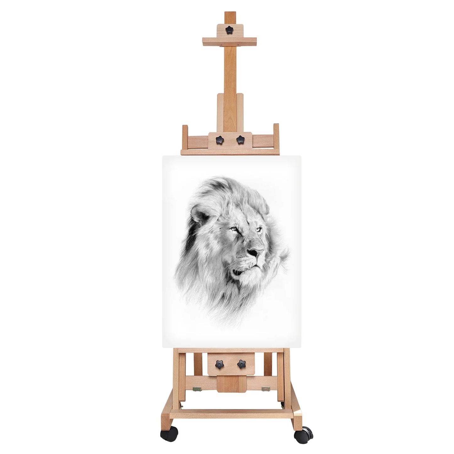 Floor Folding Sketch Easel Flat Standing Dual-Purpose, Heavy-Duty Studio Artist Easel H-Frame Wood Painting Art Easel Standing