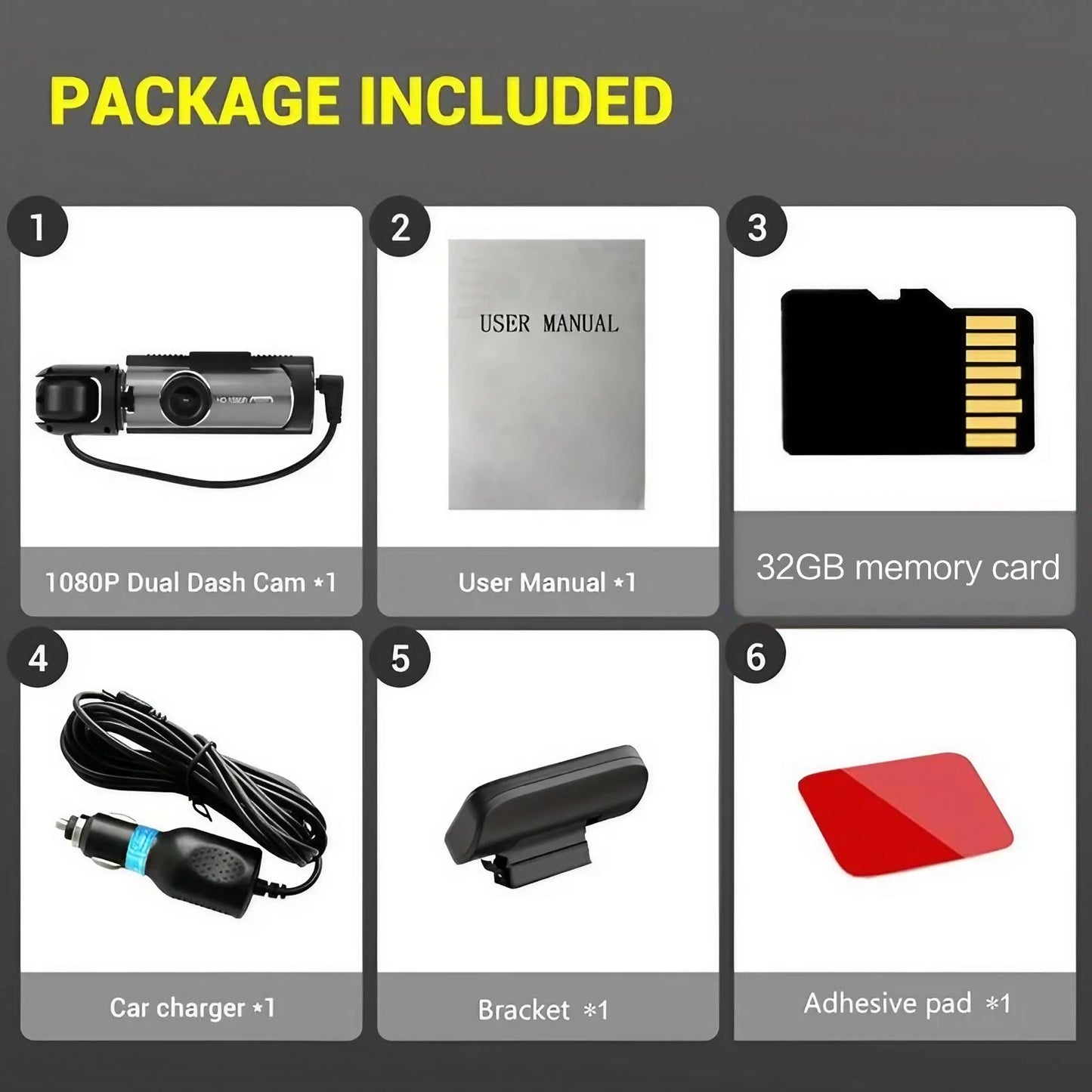 1080P HD Front and Rear Dash Camera Car DVR with Night Vision G Sensor 316 Inch IPS Screen Driving Recorder for Vehicles