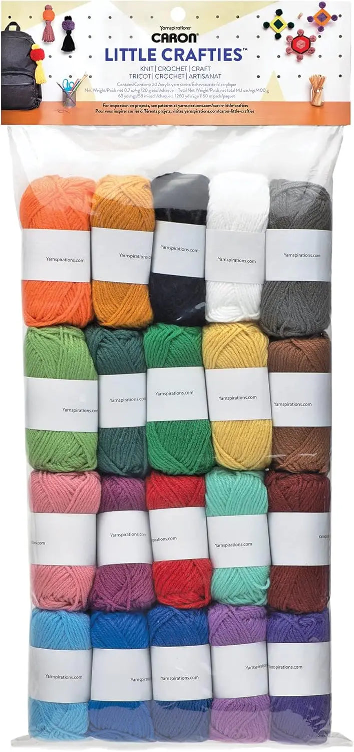 Mini Yarn Multipack 20 Balls for Knitting Crocheting Art Projects Machine Washable Light Weight Yarn Kit