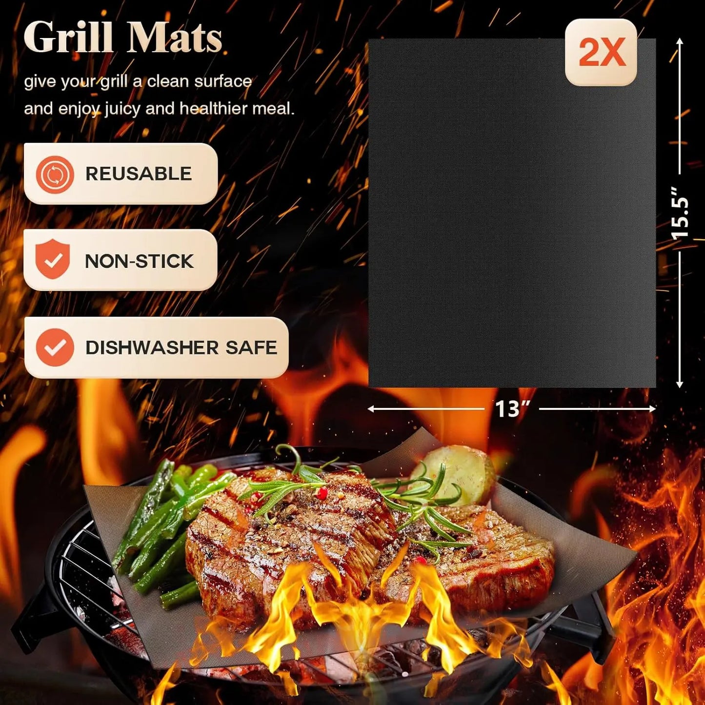 26pcs BBQ Grill Accessories Set for Men, Father's Day Gifts with Apron, Thermometer, Mats in Aluminum Case