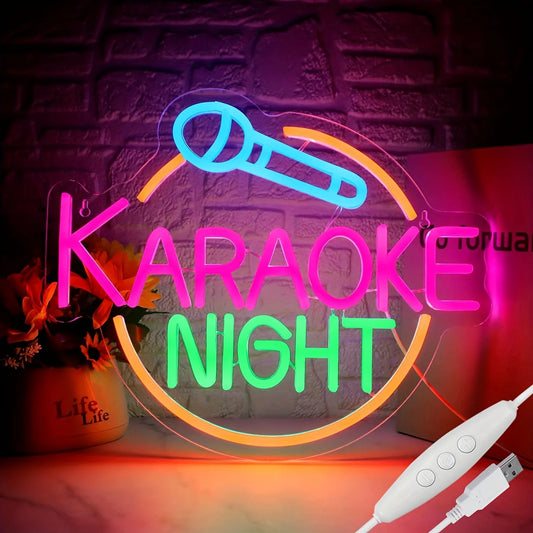 Karaoke Night Neon Sign, Led Bar Neon Light Signs for Wall Decor,  Bar Open Wall Led Neon lights for Game Room Man Cave Bar Pub