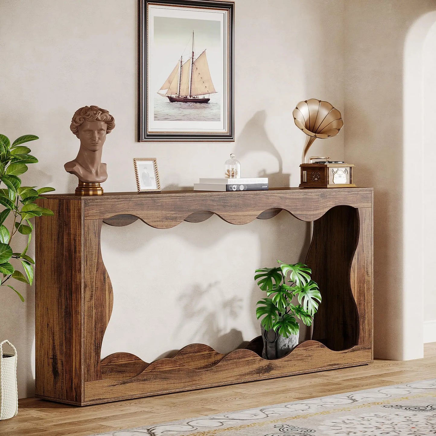 Tribesigns 63 Inches Farmhouse Console Table with Storage, Couch Table Behind Sofa, Long Entryway Table, Sofa Console Table, Nar