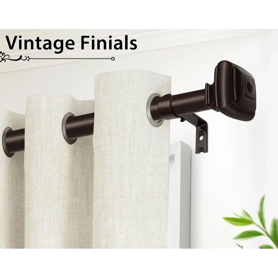 Pack Adjustable Curtain Rods for Windows, 7 8 Inch Bronze Curtain Poles 32 to 58 Inch with Brackets, Splicing Decorative Drapery