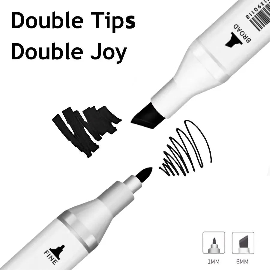 6pcs Black Alcohol Markers Set with Dual Tips for Art Drawing and Sketching Ideal for Beginners and Adults Perfect for ' Creati