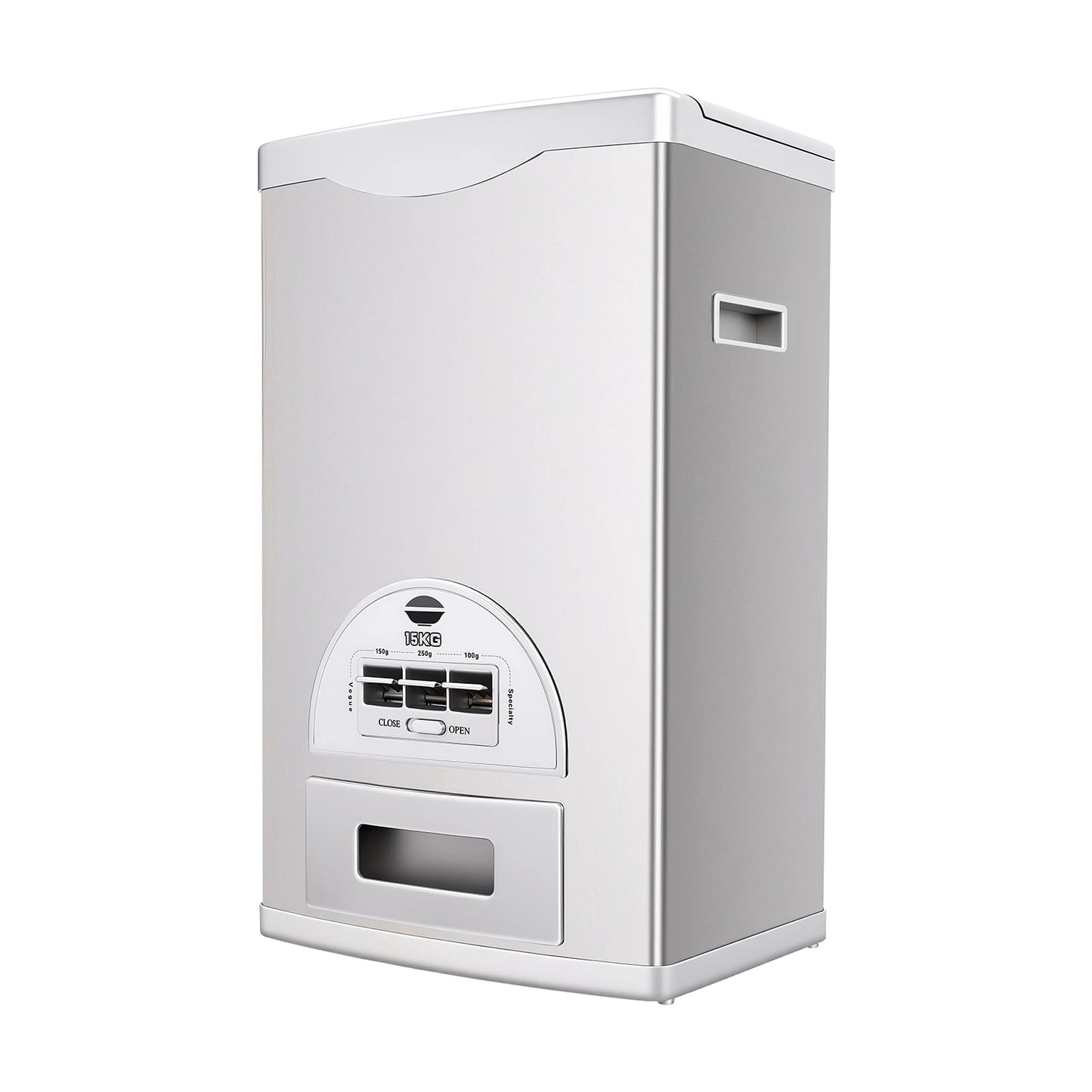 Smart Rice Dispenser 33LBS, One-Touch Grain Storage Container, Airtight Stainless Steel for Kitchen, Home & Restaurant