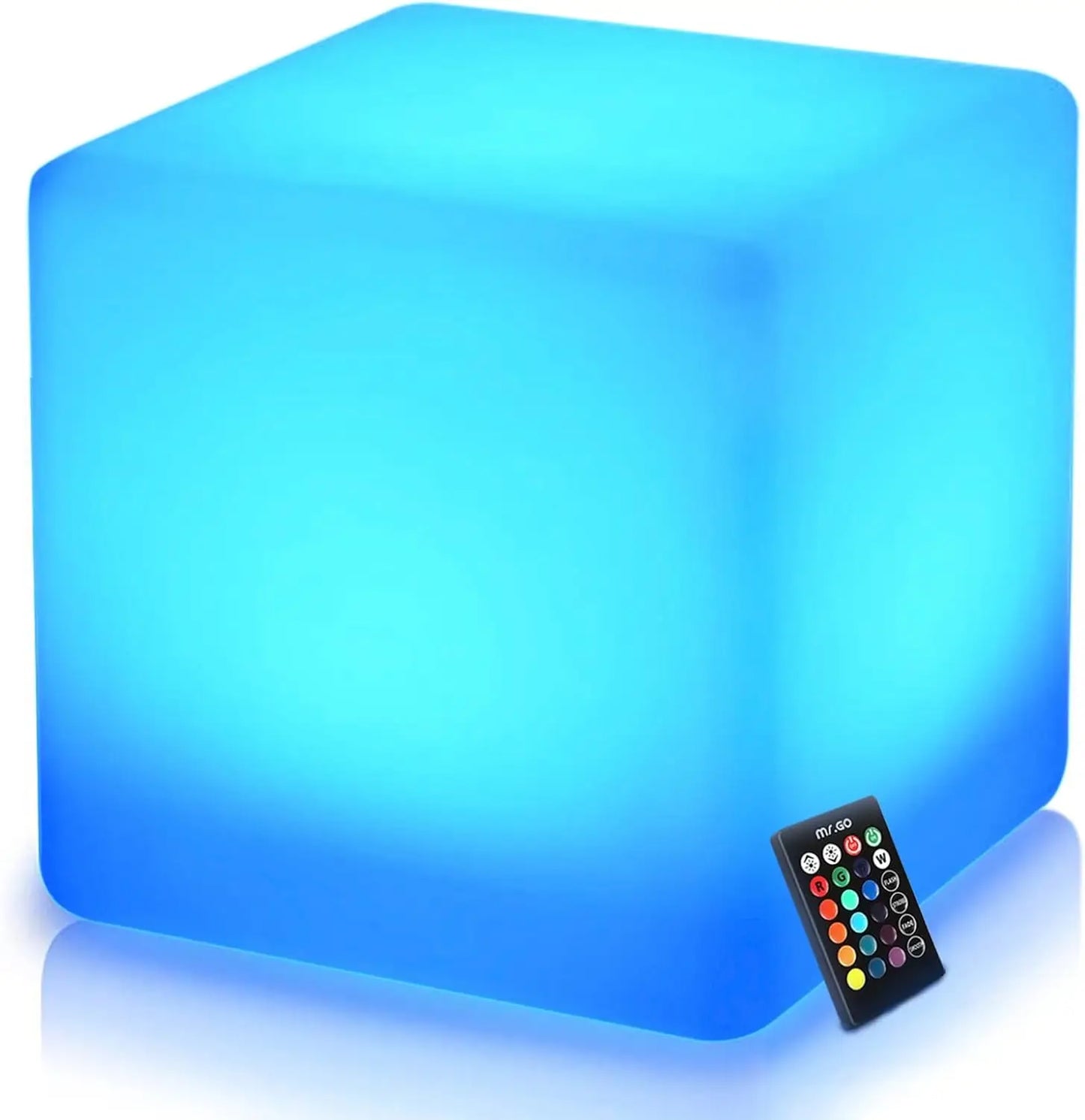 16-Inch Rechargeable RGB LED Cube Chair Light with Remote, Waterproof Cube Table Lamp for Home, Bedroom, Patio Decor