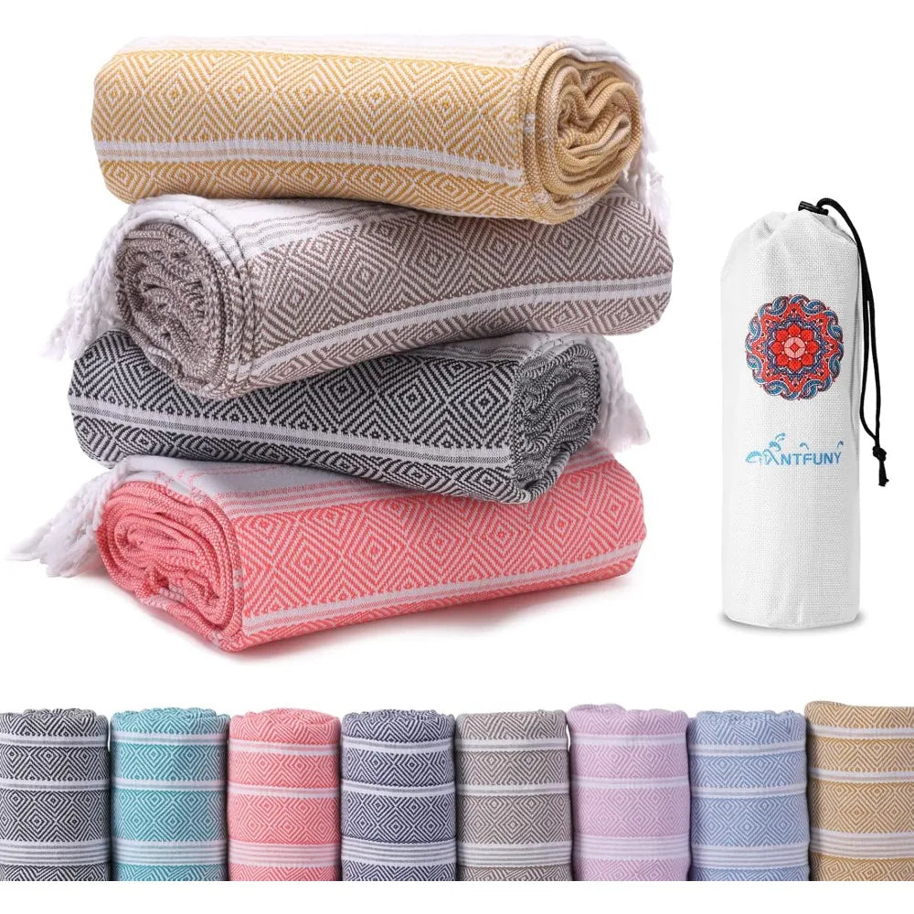 4 Packs Turkish Beach Towels Vacation Essentials Oversized Bath Pool Swim Towel Set Bulk Quick Dry Sand Free Extra Large Xl Big