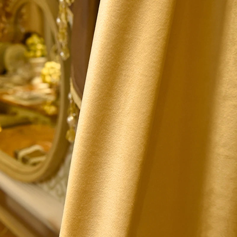 2pcs French velvet European thickened flannelette curtain living room bedroom high-grade finished products, no valance