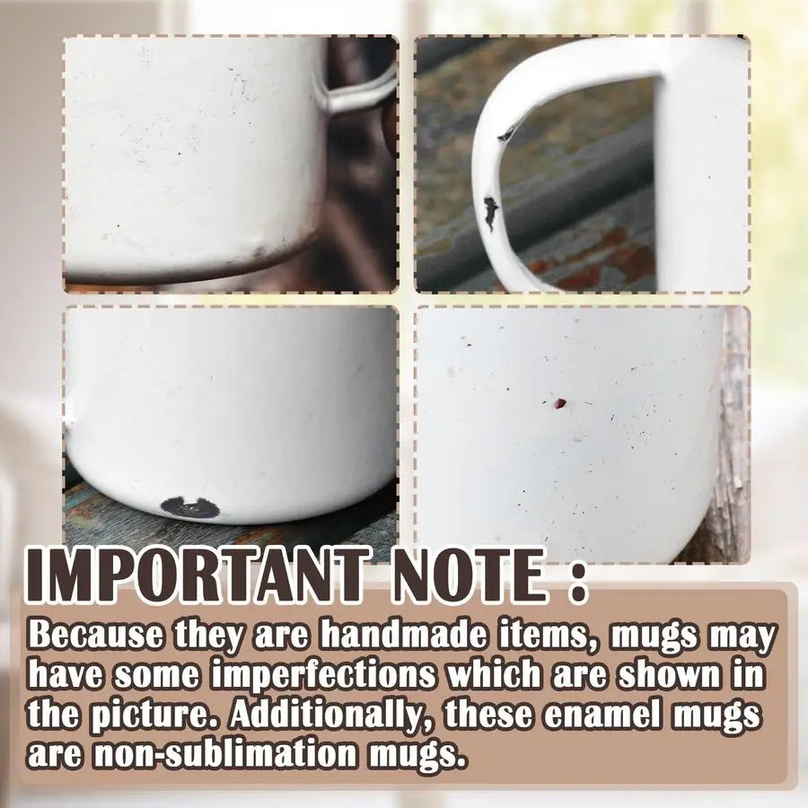 24 Pcs Enamel Mug White Camping Coffee Mug with Handle Silver Rim Portable Drinking Cup Metal Round Camp Enamel Cup for Tea and
